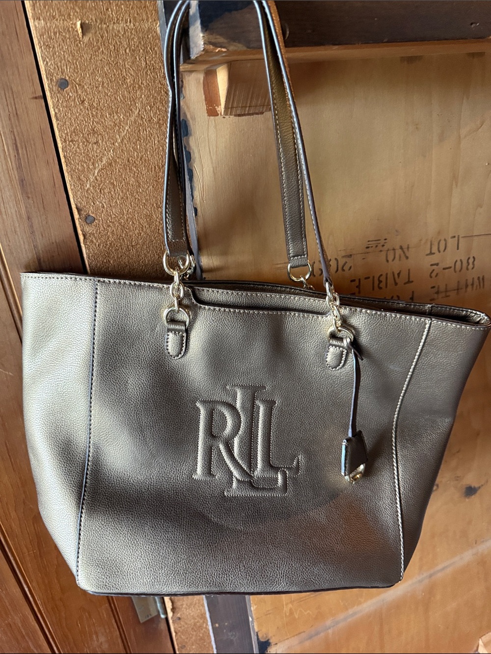 Ralph Lauren Metallic Bronze Embossed RLL Tote